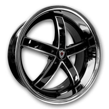 Marquee Wheels M5330 20x9 Gloss Black with Machined Face and Stainless Steel Lip 5x114.3 +32mm 73.1mm