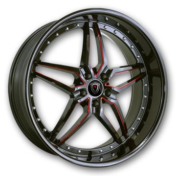 Marquee Wheels M5331 20x9 Gloss Black and Red Milled 5x114.3 +32mm 73.1mm