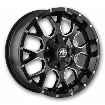 Mayhem Wheels 8015 Warrior 17x7.5 Black with Milled Spokes 5x108/5x114.3 +40mm 72.62mm