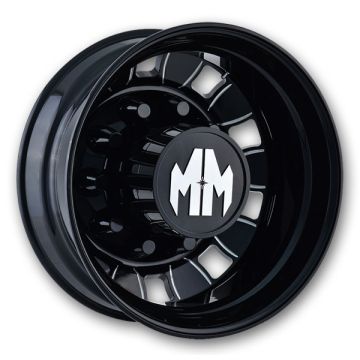 Mayhem Wheels 8180 Bigrig Dually 22x8.25 Black/Milled Spokes - Rear 10x285 -169mm 220.1mm