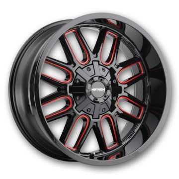 Mayhem Wheels 8107 Cogent 17x9 Gloss Black with Prism Red 6x135/6x139.7 -12mm 103mm