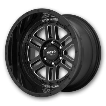 Moto Metal Wheels Deep Six 20x10 Gloss Black Milled 5x127 -18mm 71.5mm