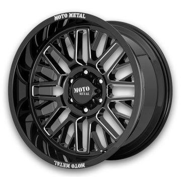 Moto Metal Wheels MO802 22x10 Gloss Black Milled 8x170 -18mm 125.1mm