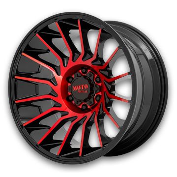 Moto Metal Wheels MO807 22x10 Gloss Black Machined with Red Tint 6x135 -18mm 87.1mm