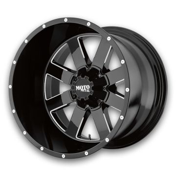 Moto Metal Wheels MO962 20x10 Gloss Black Milled 5x127/5x139.7 -24mm 78.1mm
