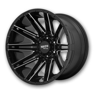 Moto Metal Wheels Kraken 20x9 Gloss Black Milled 6x139.7 +0mm 106.25mm