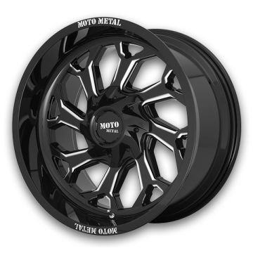 Moto Metal Wheels MO999 20x10 Gloss Black Milled 5x127/5x139.7 -18mm 78.1mm