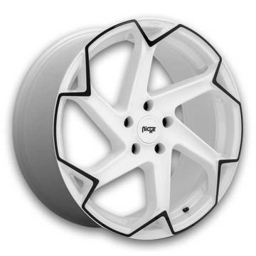 Niche Wheels Flash 20x9 Gloss White With Black 5x114.3 +35mm 72.56mm
