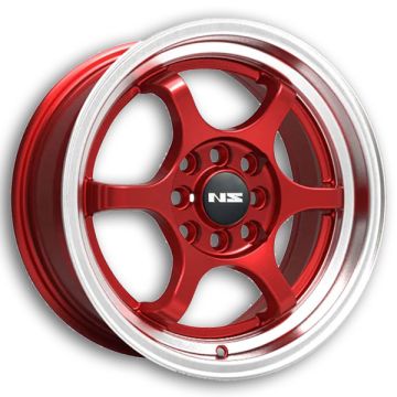NS Tuner Wheels NS1202 15x7 Red with Machined Lip 4x100/4x114.3 +38mm 73.1mm