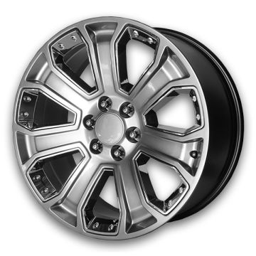 Performance Replicas Wheels PR113 20x9 Hyper Silver Dark with Chrome Accents 6x139.7 +24mm 78.3mm