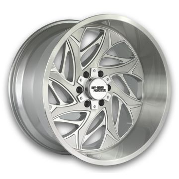 Off-Road Monster Wheels M28 22x12 Brushed Face Silver 6x135/6x139.7 -44mm 106.4mm