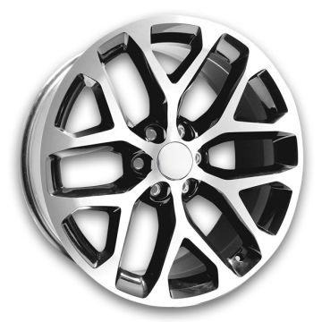 Performance Replicas Wheels PR177 22x9 Gloss Black Machined Face 6x139.7 +24mm 78.1mm