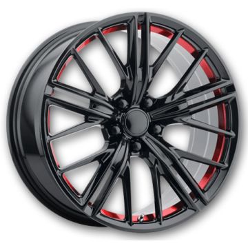 Performance Replicas Wheels PR194 20x9 Gloss Black Red Machined 5x120 +30mm 67.06mm