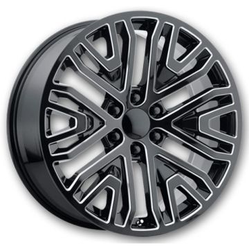 Performance Replicas Wheels PR197 20x9 Gloss Black Milled 6x139.7 +24mm 78.1mm