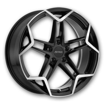 Petrol Wheels P1A 19x8 Gloss Black w/ Machined Cut Face 5x112 +32mm 72.1mm