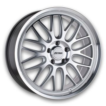 Petrol Wheels P4C 20x8.5 Silver w/ Machined Face & Lip 5x114.3 +40mm 76.1mm