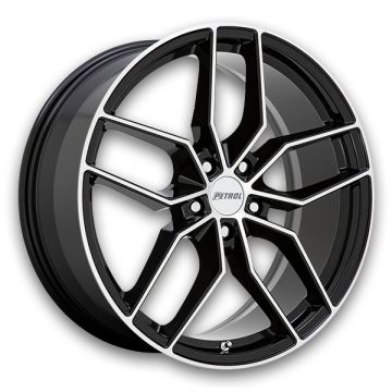 Petrol Wheels P5C 17x8 Gloss Black w/ Machined Face 5x114.3 +40mm 76.1mm