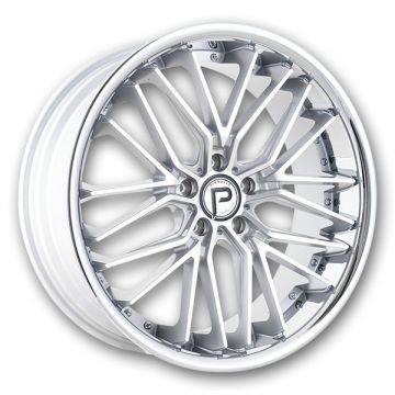 Pinnacle Wheels P214 Legacy 20x10 Silver Machined Milled w/ Stainless Steel Lip 5x120 +40mm 72.56mm