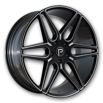 Pinnacle Wheels P302 Lavish 24x10 Gloss Black Milled 6x139.7 +24mm 78.1mm