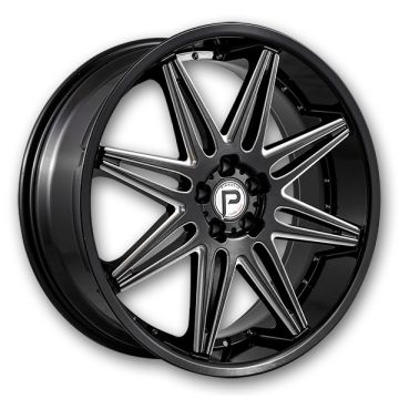 Pinnacle Wheels P200 Vibe 22x9 Gloss Black Milled 5x115 +15mm 73.1mm