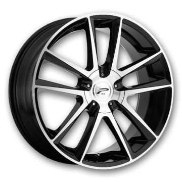 Platinum Wheels 436 Gemini 18x8 Gloss Black with Diamond Cut Face and Clear Coat 5x100/5x114.3 +40mm 72.62mm