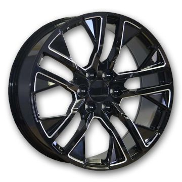 Replicas Wheels R6708 22x9 Black Milled 6x139.7 +24mm 78.1mm