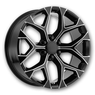 Replica Wheels Snowflake 20x9 Gloss Black Milled Edge 6x139.7 +24mm 78.1mm