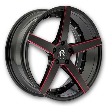 Revenge Luxury Wheels RL-103 20x8.5 Black Paint Red Milled 5x120 +35mm 74.1mm