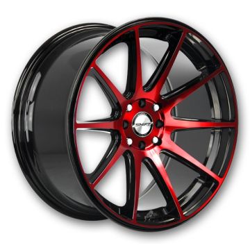 Shift Wheels Gear 18x9 Gloss Black Candy Red Machined 4x100/4x114.3 +30mm 73.1mm