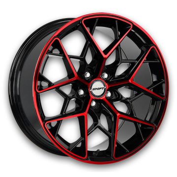 Shift Wheels Piston 18x8.5 Gloss Black Candy Red Machine 5x114.3 +35mm 73.1mm
