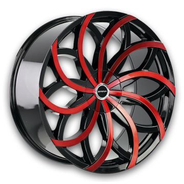 Strada Wheels Huracan 24x10 Gloss Black Candy Red Machine 5x115/5x120 +15mm 78.1mm
