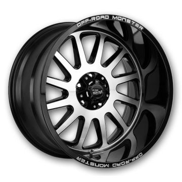 Off-Road Monster Wheels M17 22x12 Gloss Black Machined 5x127 -44mm 78.1mm
