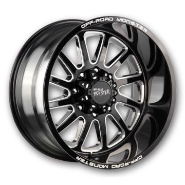 Off-Road Monster Wheels M17 22x12 Gloss Black Milled Edge  -44mm 125.2mm