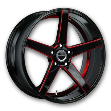 Strada Wheels Perfetto 22x9 Gloss Black Candy Red Milled 5x115 +15mm 72.6mm