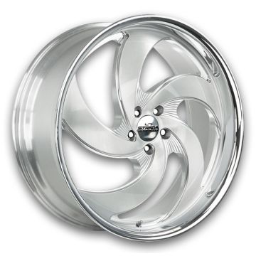 Strada Wheels Retro 5 22x9 Brushed Face Silver Milled SS 5x114.3 +35mm 74.1mm