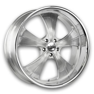 Strada Wheels Old Skool 24x10 Brushed Face Silver Milled SS 5x127 +15mm 78.1mm