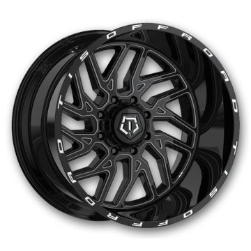 TIS Wheels 544BM 20x10 Gloss Black w/Milled Accents 8x180 -25mm 124.3mm