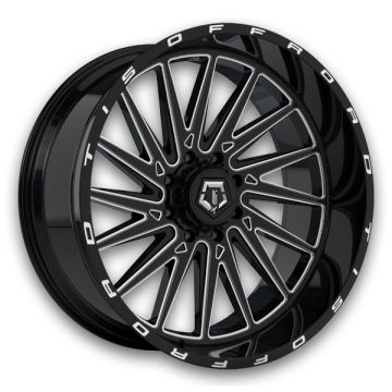 TIS Wheels 547BM 24x14 Gloss Black with Milled Accents and Lip Logo 6x139.7 -76mm 106.2mm