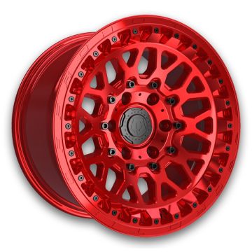 TIS Wheels 555MRT 17x9 Machined with Gloss Red Tint Clear Coat and Cast Logo & Lip Bolts 5x127 -12mm 71.5mm