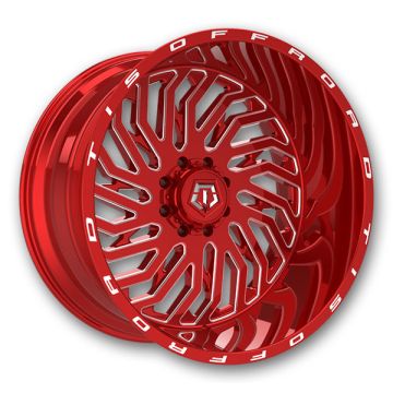 TIS Wheels 561RM 22x12 Red with Milled Spoke Accents 8x180 -44mm 124.3mm