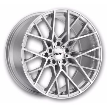 TSW Wheels Sebring 22x9 Silver w/  Mirror Cut Face 5x120 +32mm 76.1mm