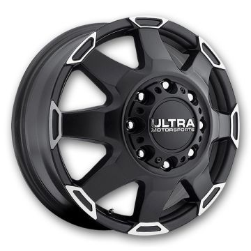 Ultra Wheels 025 Phantom Dually 17x6.5 Satin Black with Diamond Cut Accents and Satin Clear Coat - Front 8x165.1 +129mm 121.7mm