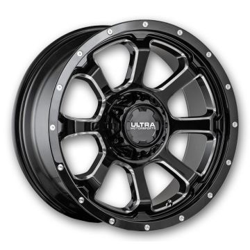 Ultra Wheels 219 Nemesis 17x9 Gloss Black with Milled Accents Spot Milled Dimples and Clear Coat 5x127/5x139.7 +1mm 87mm