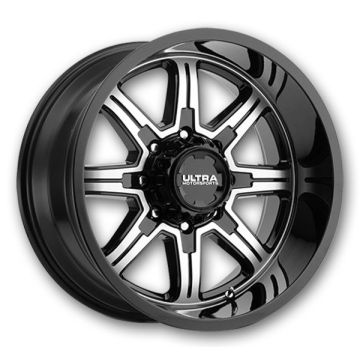 Ultra Wheels 229 Menace 20x10 Gloss Black with Diamond Cut Face and Clear Coat 8x165.1 -25mm 125.2mm