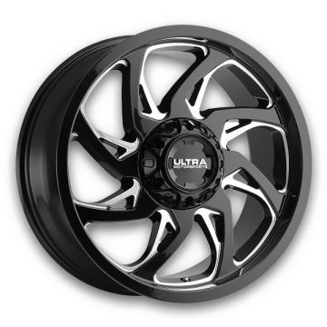 Ultra Wheels 230 Villain 20x10 Gloss Black with Milled Accents and Clear Coat 5x127/5x139.7 -25mm 87mm