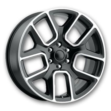 USA Replicas Wheels 2129 FR76 RAM 22x9 Black Machine Face 6x139.7 +24mm 78.1mm