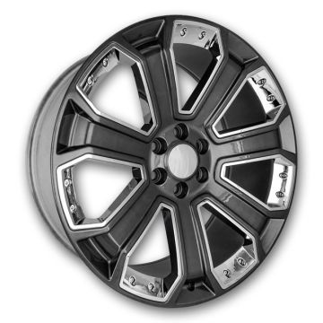 USA Replicas Wheels Denali 2015 LT709 G06 24x10 Gunmetal With Chrome Insert 6X139.7 +31mm 78.1mm