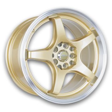 Versus Wheels VS005 15x7.5 Gold with Machine Lip 5x100/5x114.3 +35mm 73.1mm
