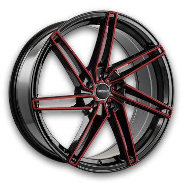 Versus Wheels VS88 20x8.5 Black with Red Face 5x114.3 +35mm 73.1mm