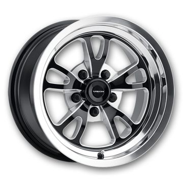 Vision Wheels 149 Patriot 15x10 Gloss Black Milled Spoke Polished Lip 5x120 +51mm 83.1mm